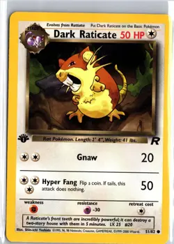 Dark Raticate 51/82 Common Team Rocket Pokemon 1st Edition LP - Image 1