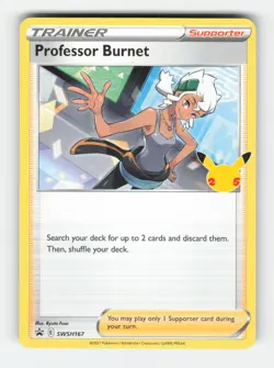 Professor Burnet (25th Anniversary Stamp) SWSH167 Sword/Shield Promo Pokemon NM - Image 1