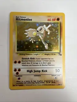 Pokemon TCG Hitmonlee 7/62 Fossil Set Holo Rare Card Vintage WOTC 1999 LP - Image 1