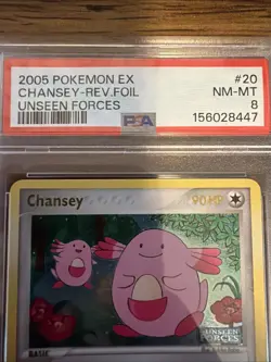 Pokemon Chansey EX Unseen Forces Reverse Holo Rare #20 PSA 8 NM-MT - Image 3