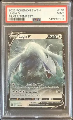 Pokemon Lugia V TCG SWSH Silver Tempest Ultra Rare Holo Card 138/195 PSA 9 - Image 1