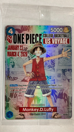 Monkey D. Luffy P-055 One Piece College Basketball US Voyage Promo Card SEALED - Image 1