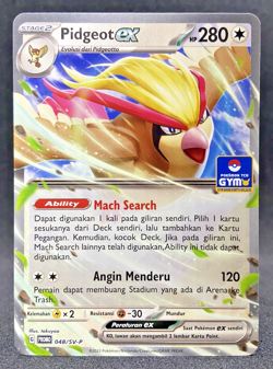 RARE Pokemon Card Indonesia Pidgeot ex Gym Promo 048/SV-P Near Mint - Image 1