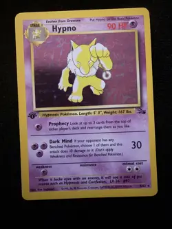 Pokemon TCG Hypno Fossil Holo Rare Card 1st Edition 8/62 LP - Image 1