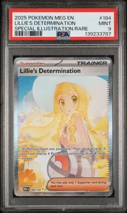 2025 POKEMON MEG EN-MEGA EVOLUTION #184 LILLIE'S DETERMINATION PSA 9 - Image 1