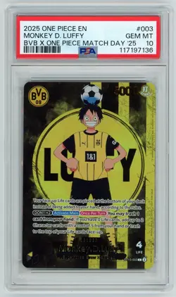2025 One Piece Promo BVB Borussia Dortmund ST13-003 Monkey D. Luffy PSA 10 - Image 1