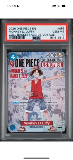 PSA 10 Luffy P-055 One Piece College Basketball US Voyage English Promo Card #4 - Image 1