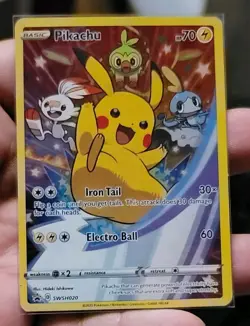 Pikachu SWSH020 Sword & Shield (2020) Black Star Promo Full Art Pokemon TCG MP - Image 1