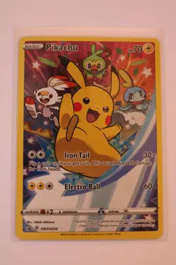 Pokemon TCG Pikachu SWSH020 Sword & Shield Black Star Promo Full Art Holo - NM - Image 1