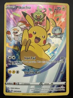 Pokemon TCG Pikachu SWSH020 Sword & Shield Black Star Promo Full Art Holo - NM - Image 1