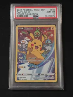 Pokemon TCG Pikachu PSA 10 Sword & Shield Swsh020 Holo Promo Figure Collection - Image 2