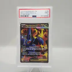 2025 Pokemon Phantasmal Flames #108 Mega Heracross EX Ultra Rare PSA 9 Card MINT - Image 1
