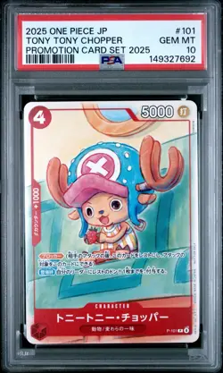 2025 One Piece JP P-101 Tony Tony Chopper McDonald’s Promo Card Set 2025 PSA 10 - Image 1