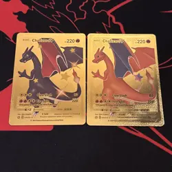 Charizard V Gold Foil Pokemon Cards Lot - 2 Standard English Cards Fan Art - Image 1