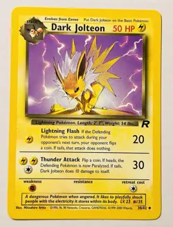 Dark Jolteon 38/82 *LP* Team Rocket Non Holo TCG Pokemon Card SEE DESCRIPTION - Image 1