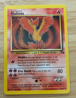 Moltres 27/62 Fossil Regular non holo MP Pokemon TCG card - Image 1