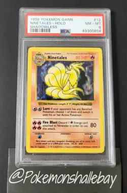 Ninetales 12/102 SHADOWLESS - Base Set *PSA 8 - NM-MT* Holo Rare Pokemon Card - Image 1