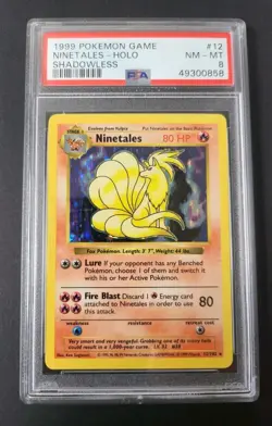 Ninetales 12/102 SHADOWLESS - Base Set *PSA 8 - NM-MT* Holo Rare Pokemon Card - Image 3
