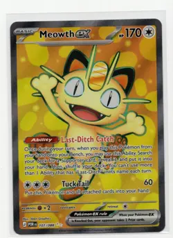 MEOWTH EX 107/088 Ultra Rare FULL ART Pokemon Perfect Order 107/088 - Image 1