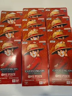 11x One Piece Carrying On His Will Sleeved Booster Pack OP-13 Lot English New - Image 1