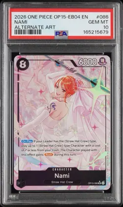 2026 ONE PIECE OP15-EB04-ADVENTURE ON KAMI'S ISLAND ALTERNATE ART NAMI PSA 10 - Image 1