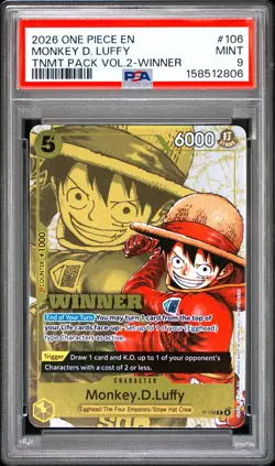 2026 One Piece EN TNMT Vol 2 Volume Winner Monkey D Luffy #106 PSA 9 MINT - Image 1