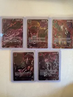 2025 One Piece English OP13 Five Elders + Imu God Pack Alt Art Red Parallel Set - Image 1