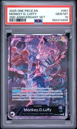 MONKEY D. LUFFY PSA 10 2025 ONE PIECE ENGLISH VERSION 2ND ANNIVERSARY SET #061 - Image 1