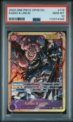 One Piece PSA 10 Kaido & Linlin #OP08-119 Two Legends Secret Rare 2024 English - Image 2