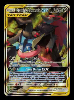 Pokemon Card Greninja & Zoroark GX 201/214 Unbroken Bonds Holo Alt Art NM 2019 - Image 1