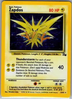 Zapdos 15/62 Holo Fossil - Pokemon Card - NM - Image 1