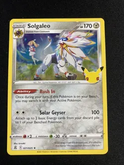 Solgaleo 021/025 Celebrations Holo Rare Card 25th Anniversary Pokemon Card - Image 1
