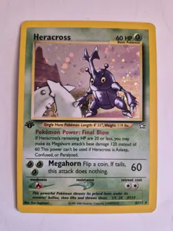 Pokemon TCG Heracross 6/111 Neo Genesis Holo First Edition WOTC Card - Image 1