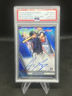 2019 Bowman’s Best of Chrome #B19-ARI Austin Riley /150 Blue RC Auto PSA 8 Card - Image 1