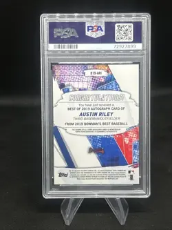 2019 Bowman’s Best of Chrome #B19-ARI Austin Riley /150 Blue RC Auto PSA 8 Card - Image 2