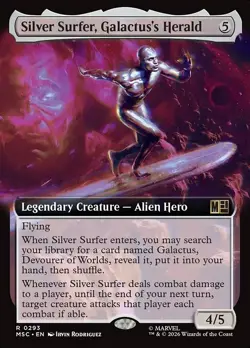 Silver Surfer, Galactus's Herald Extended Art 293 Marvel Super Heroes MTG MSC - Image 1