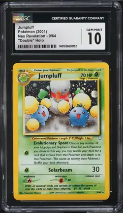 2001 Pokemon Neo Revelation DOUBLE HOLO ERROR Jumpluff #9 CGC 10 GEM MINT - Image 1