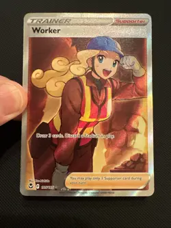 Worker 195/195 Ultra Rare Silver Tempest Pokemon Holo Near Mint - Image 2