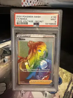 Nessa 196/185 Vivid Voltage Rainbow Secret Rare Pokemon PSA 9 Mint - Image 1