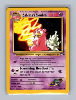 Sabrina's Slowbro 60/132 Uncommon Gym Heroes Pokemon Unlimited Lightly Played - Image 1
