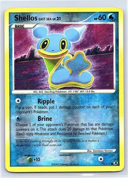 SHELLOS EAST SEA 79/111 COMMON RISING RIVALS POKEMON REVERSE HOLO MP - Image 1