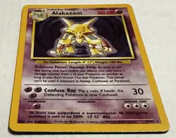 1999 Pokemon Alakazam 1/102 Base Set Holo Rare WOTC Vintage Damaged - Image 2