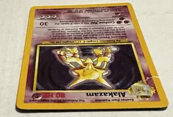 1999 Pokemon Alakazam 1/102 Base Set Holo Rare WOTC Vintage Damaged - Image 4