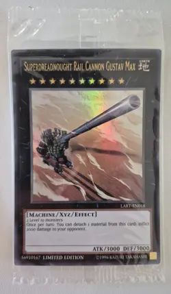 YuGiOh Superdreadnought Rail Cannon Gustav Max LART-EN018 Sealed Lost Art Promo - Image 1