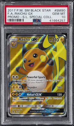 2017 POKEMON SM BLACK STAR PROMO #SM90 FULL ART/RAICHU GX PSA 10 - Image 1