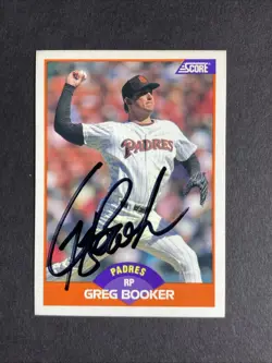 Greg Booker Autographed 2 Card Lot San Diego Padres Baseball Score Upper Deck - Image 3
