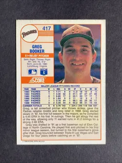 Greg Booker Autographed 2 Card Lot San Diego Padres Baseball Score Upper Deck - Image 5