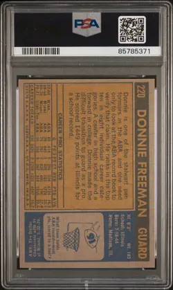 1971 Topps Donnie Freeman #220 PSA 9 RC Rookie Rare ABA All Time Future HOF - Image 2