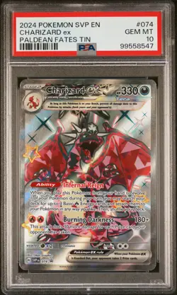 2024 POKEMON SVP EN-SV BLACK STAR PROMO PALDEAN FATES TIN CHARIZARD EX PSA 10 - Image 1