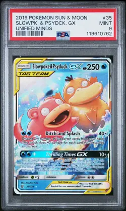 2019 POKEMON UNIFIED MINDS SLOWPOKE & PSYDUCK GX #35 PSA 9 MINT #119610762 - Image 1